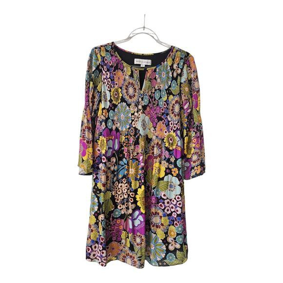 Emma & Michele Dresses & Skirts - Emma & Michele Dress SM 3/4 Sleeves Pullover Floral Crinkle Bodice/Sleeves RETRO